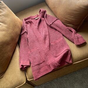 Red/pink cardigan with pockets